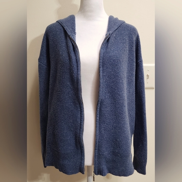 Vintage C&C Blue Zip-up Textured Knit Sweater Cardigan Hoodie Size M - Picture 3 of 9